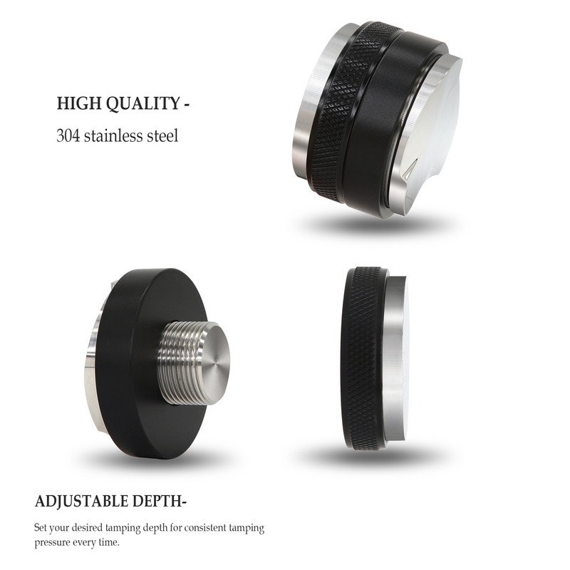 51/53/58/58,5 мм разпределител за кафе от неръждаема стомана, регулируема по височина изравнител за кафе, еспресо, двустранни аксесоари