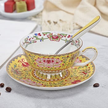Чаша за кафе и чинийка от костен Китай Усъвършенствани кралски класически чаши за следобеден чай, керамични