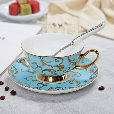 Bone China kávéscsésze és csészealj készlet Advanced Royal Classical délutáni teáscsészék, kerámia