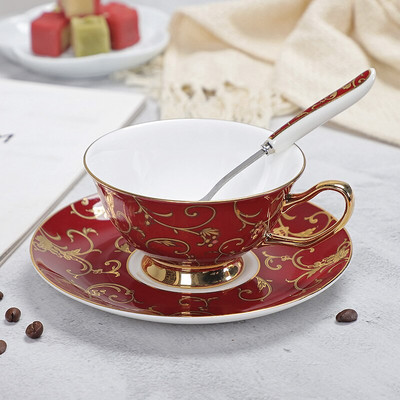 Bone China kávéscsésze és csészealj készlet Advanced Royal Classical délutáni teáscsészék, kerámia