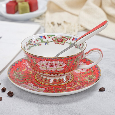 Bone China kávéscsésze és csészealj készlet Advanced Royal Classical délutáni teáscsészék, kerámia
