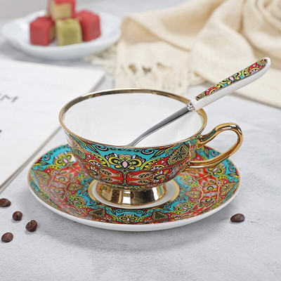 Bone China kávéscsésze és csészealj készlet Advanced Royal Classical délutáni teáscsészék, kerámia