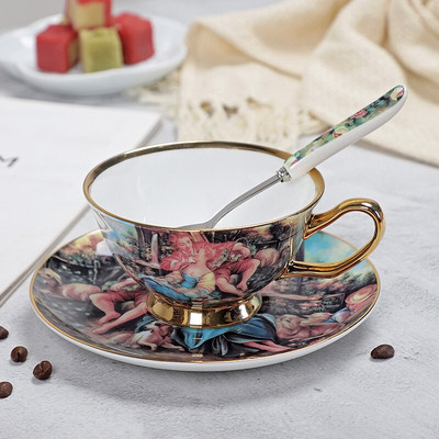 Bone China kávéscsésze és csészealj készlet Advanced Royal Classical délutáni teáscsészék, kerámia