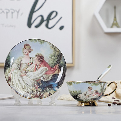 Bone China kávéscsésze és csészealj készlet Advanced Royal Classical délutáni teáscsészék, kerámia