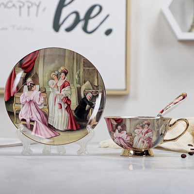 Bone China kávéscsésze és csészealj készlet Advanced Royal Classical délutáni teáscsészék, kerámia