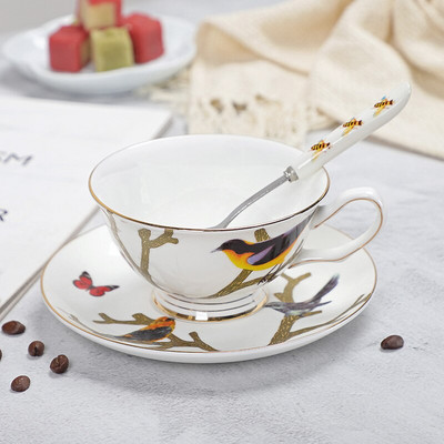 Bone China kávéscsésze és csészealj készlet Advanced Royal Classical délutáni teáscsészék, kerámia