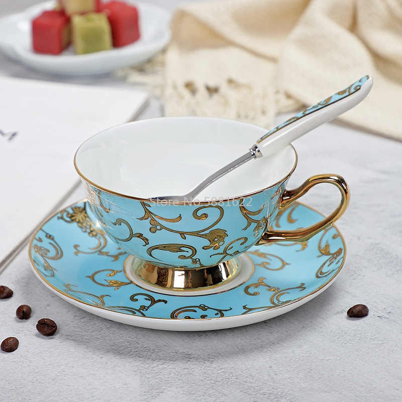 Bone China kávéscsésze és csészealj készlet Advanced Royal Classical délutáni teáscsészék, kerámia