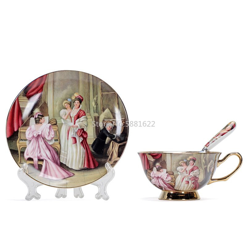 Bone China kávéscsésze és csészealj készlet Advanced Royal Classical délutáni teáscsészék, kerámia