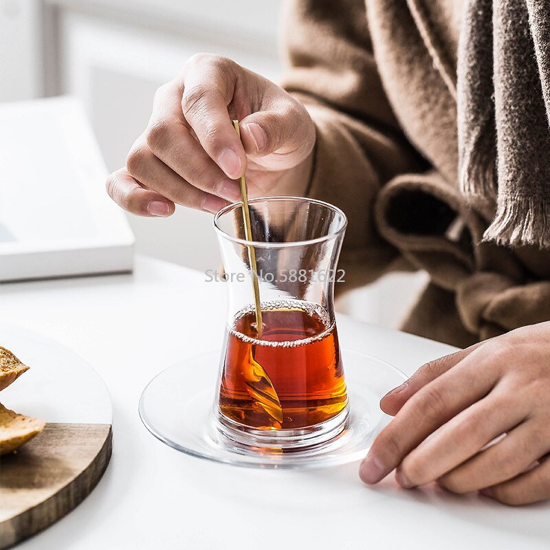 Nordic Light Luxury Pulyka fekete teás bögre tálcakészlet Olcsó kávézó üveg teáscsésze eszpresszó kávés csésze csészealj készlet pohár