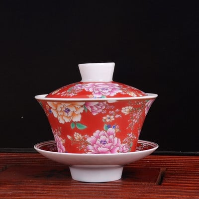 Jingdezhen új színes teástál fedőtál Sancai tál tiszteletteljes teástál kerámia kungfu teásedény