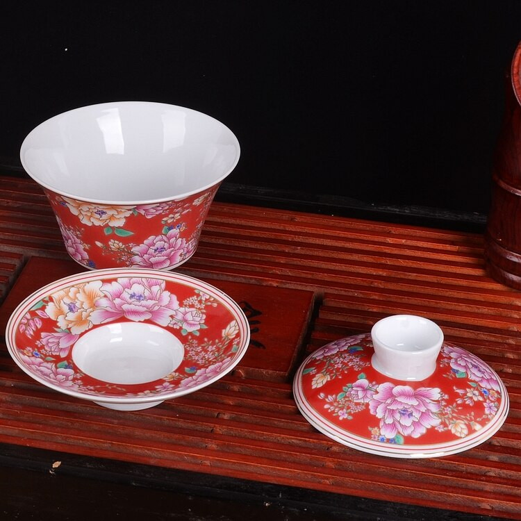 Jingdezhen új színes teástál fedőtál Sancai tál tiszteletteljes teástál kerámia kungfu teásedény