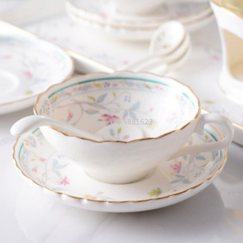 Европейска чаша за кафе костюм домакинска керамична чаша Британски комплект за чай цвете Чаша за чай Чаша за следобеден чай Чаша Чинийки с лъжица