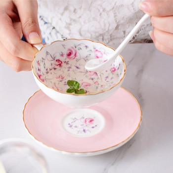 Европейска чаша за кафе костюм домакинска керамична чаша Британски комплект за чай цвете Чаша за чай Чаша за следобеден чай Чаша Чинийки с лъжица