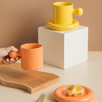 Комплект чаши за яйца и чинийки Декорация на сервизи Керамични чаши Сладка творческа комбинация Чаша за закуска Аксесоар за кухненско обзавеждане