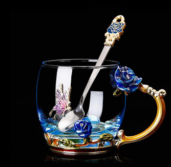 Цветно емайлирана чаша за вода Ретро мода Европейски двор стил Чаша за чай Офис Домашен сервиз Чаша за вода Чаша за кафе E11607