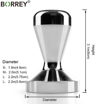 BORREY Solid Stainless Steel Coffee Tampers 58mm 57,5mm 51mm 49mm Espresso DIY Manual Coffee Machine Accessories Powder Hammer