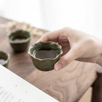 Китайски стил, ръчно изработена керамика, 50 мл чаша за чай, комплект чинийки, личност, лотос, порцеланова чаша за чай
