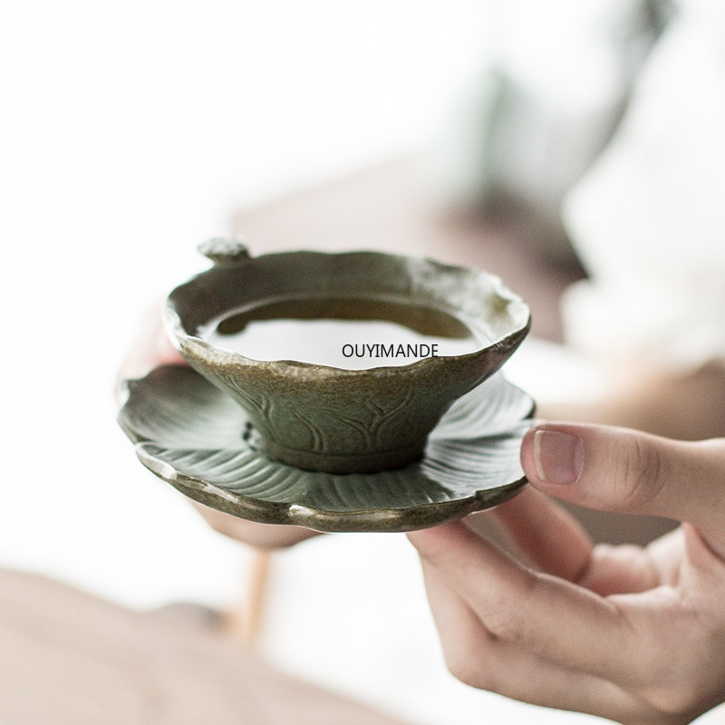 Set de farfurii pentru ceai de ceai, din ceramica, lucrat manual in stil chinezesc, cu personalitate Lotus China, din portelan