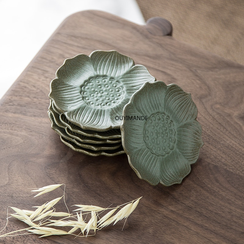 Set de farfurii pentru ceai de ceai, din ceramica, lucrat manual in stil chinezesc, cu personalitate Lotus China, din portelan