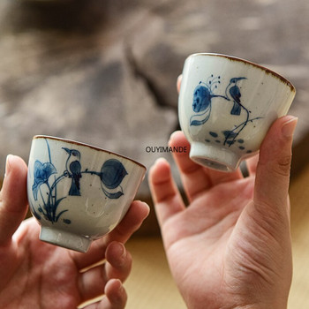 70/90 ml Китайски стил Ръчно рисувана керамична чаша за кафе комплект чинийки комплект чаени чаши Прибори за пиене Китайски порцелан