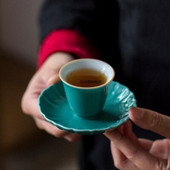 Keramičke zelene šalice za čaj od 30 ml u tradicionalnom kineskom stilu Kineski porculanski setovi šalica za čaj i tanjuriće Tirkizno zelena keramika