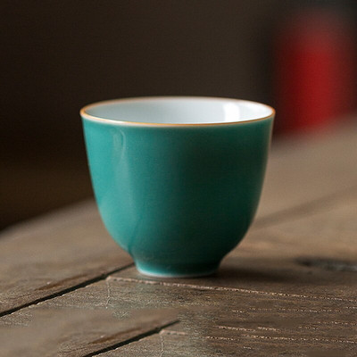 Keramičke zelene šalice za čaj od 30 ml u tradicionalnom kineskom stilu Kineski porculanski setovi šalica za čaj i tanjuriće Tirkizno zelena keramika