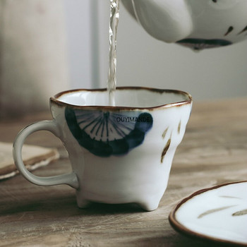 Китайски ретро стил, ръчно рисувана керамика 200 ml чаша за чай, комплект чаша за кафе и чинийка Персонализирана чаша Китайски порцеланови чаши за чай