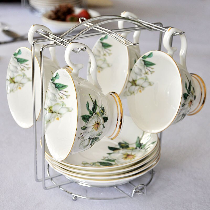 Set de cești și farfurioare din ceramică cu model clasic, elegant, set de cești magnetice, cești de ceai de după-amiază din porcelană britanică, seturi de căni de cafea