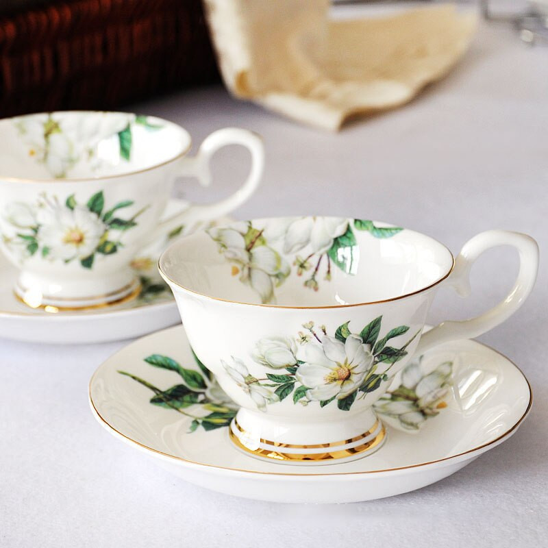 Set de cești și farfurioare din ceramică cu model clasic, elegant, set de cești magnetice, cești de ceai de după-amiază din porcelană britanică, seturi de căni de cafea