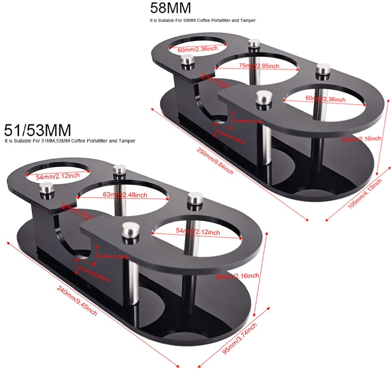 51mm 53mm 58mm Cafe Portafilter Stovas Espreso skirstytuvo kilimėlis Base Stack Barista Įrankiai Priedai Kavos filtro Tamperio laikiklis