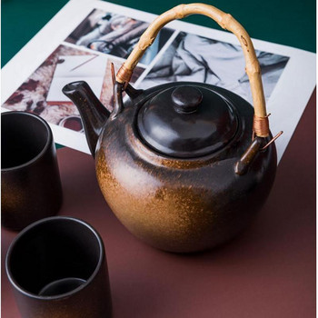 Керамичен комплект за чай Ръчно изработен комплект чаши за чайник Китайска церемония Добър подарък Чаша за чай Gungfu Чаша за чай Уникален за домашен офис Маса Чаша за чай