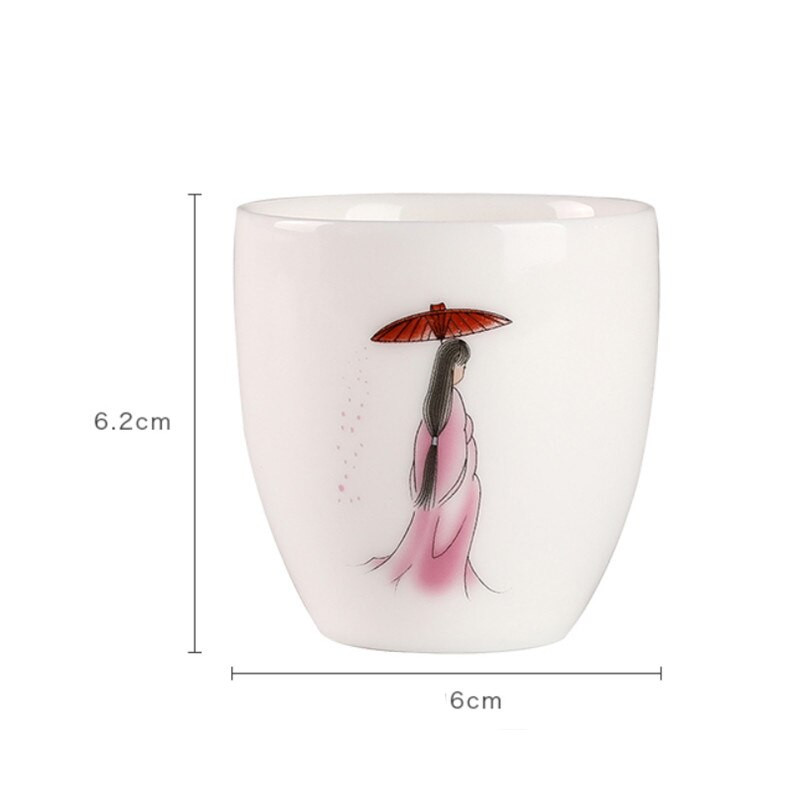 Japoniško stiliaus keraminis arbatos puodelis, baltas porcelianinis Kung Fu Master puodelis, rankomis dažytas biuro gėrimas Kūrybinis mažas Puer arbatos dubuo