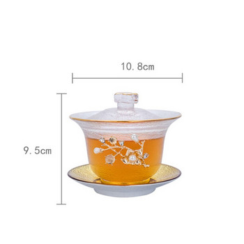 Прозрачна стъклена купа за чай в японски стил с капак Творчески модел на чук Голяма топлоустойчива чаша за домашен кунг-фу съд за напитки