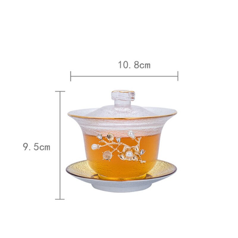 Japán stílusú átlátszó üveg teástál fedővel Kreatív kalapács mintás nagy hőálló teáscsésze Otthoni Kung Fu italos edények