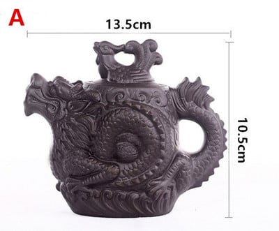 CJ255 kerámia teáskanna, hagyományos kínai teáskanna Dragon és Phoenix teáskanna Prémium teainfuser lila agyag teáskészlet