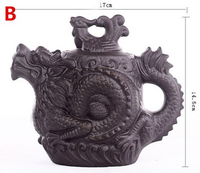 CJ255 kerámia teáskanna, hagyományos kínai teáskanna Dragon és Phoenix teáskanna Prémium teainfuser lila agyag teáskészlet