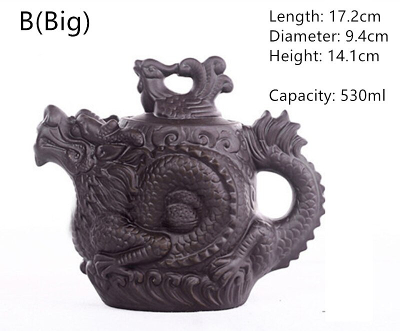 CJ255 kerámia teáskanna, hagyományos kínai teáskanna Dragon és Phoenix teáskanna Prémium teainfuser lila agyag teáskészlet