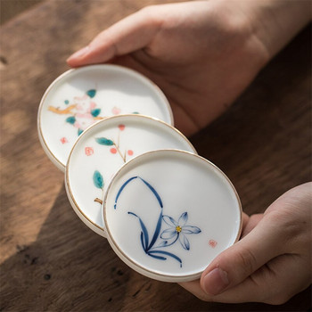 Керамична ръчно рисувана чаша за чай Lotus Master с дръжка Бяла порцеланова чаша за чай Проста китайска кунг-фу чаша за вода Офис съдове за напитки