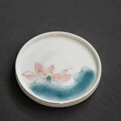 Keraminis rankomis dažytas Lotus Master arbatos puodelis su rankena balto porceliano arbatos puodelis Paprastas kiniškas Kung Fu vandens puodelis biuro gėrimai