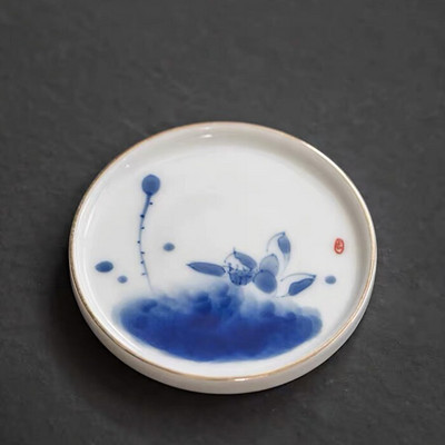 Keraminis rankomis dažytas Lotus Master arbatos puodelis su rankena balto porceliano arbatos puodelis Paprastas kiniškas Kung Fu vandens puodelis biuro gėrimai