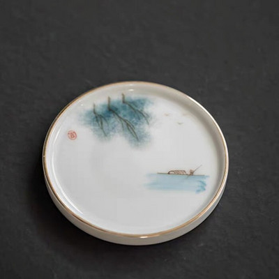 Keraminis rankomis dažytas Lotus Master arbatos puodelis su rankena balto porceliano arbatos puodelis Paprastas kiniškas Kung Fu vandens puodelis biuro gėrimai