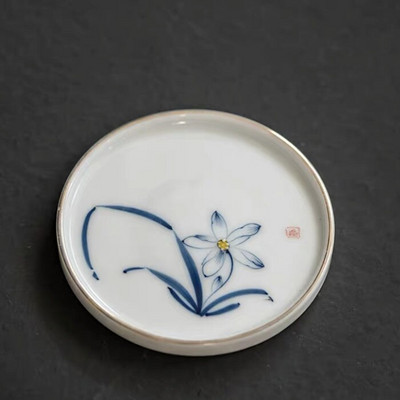 Keraminis rankomis dažytas Lotus Master arbatos puodelis su rankena balto porceliano arbatos puodelis Paprastas kiniškas Kung Fu vandens puodelis biuro gėrimai