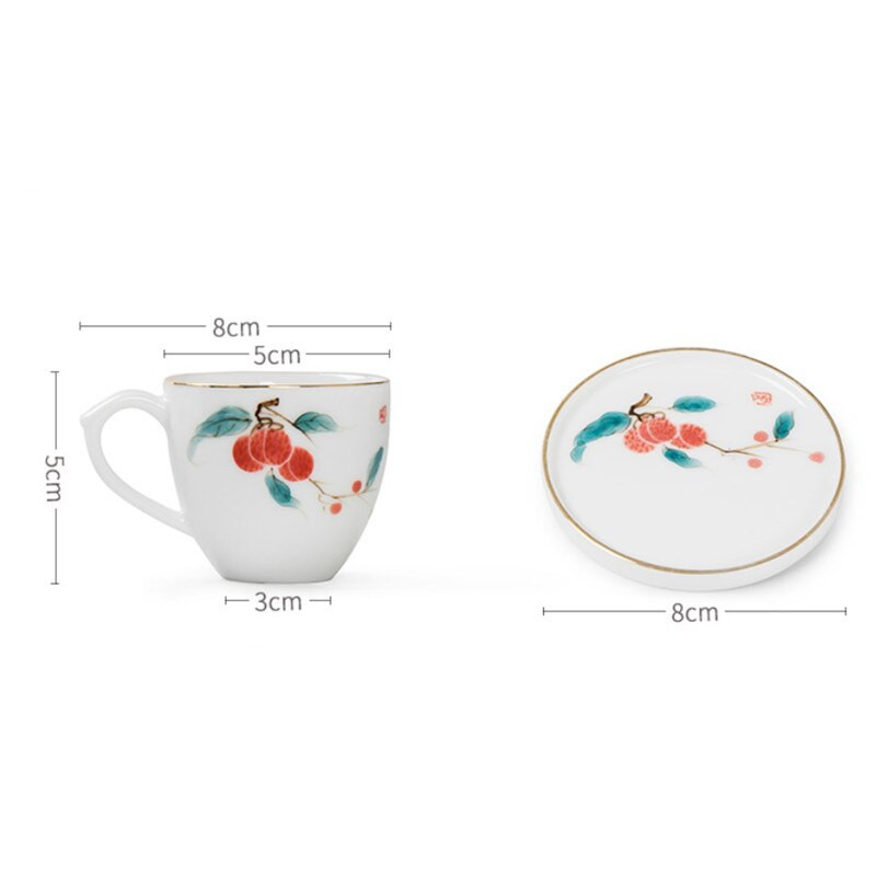 Keraminis rankomis dažytas Lotus Master arbatos puodelis su rankena balto porceliano arbatos puodelis Paprastas kiniškas Kung Fu vandens puodelis biuro gėrimai