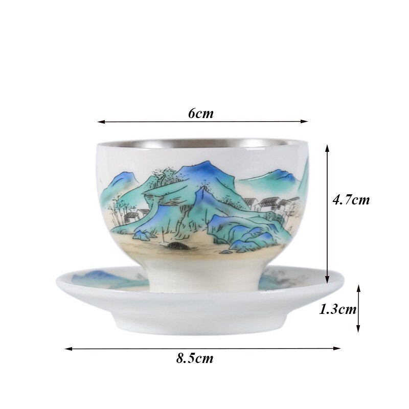 Kerámia kiváló minőségű jade aranyozott ezüst teáscsésze csészealjjal Kreatív porcelán Kung Fu vizes csésze háztartási teástál itatókészlet