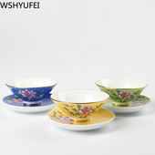 Jingdezhen kézzel festett pasztell teáscsésze és csészealj bazsarózsa kínai hagyományos kerámia teástál porcelán teáscsésze teás edény ital