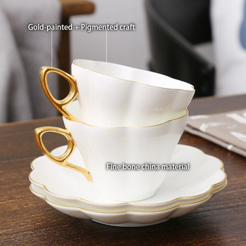 Нов елегантен комплект от чаши за чай с цветя от костен Китай, комплект лъжици, 180 мл керамична чаша за чай, бял порцелан, чаша за кафе, комплект за чай, чаша за кафе, чаша за еспресо