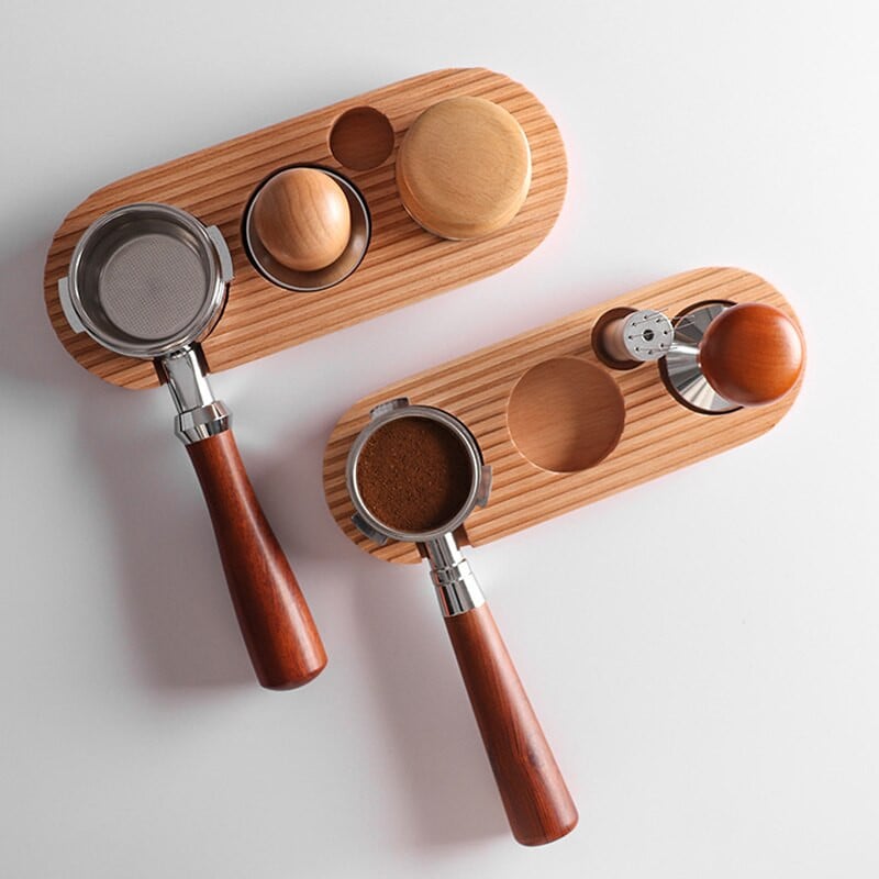 1-4 bucăți/set 51mm 53mm 58mm 304 din oțel inoxidabil reglabil 3 anlge cafea tamper pulbere plată ciocan instrument tampers cu suport pentru lemn