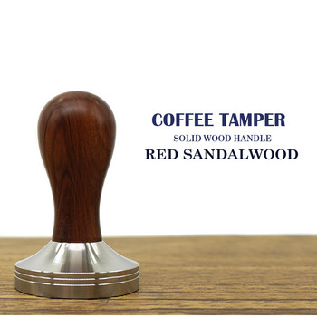 51/53/58/58,35 χιλιοστά Coffee Tamper 304 Ανοξείδωτος χάλυβας κόκκινος λαβή σανταλόξυλου Tamper Espresso Powder Coffee Accessories For Barista