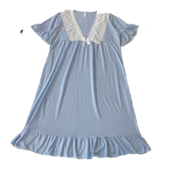 Модерна дамска нощница с къс ръкав  -подходяща за кърмачки