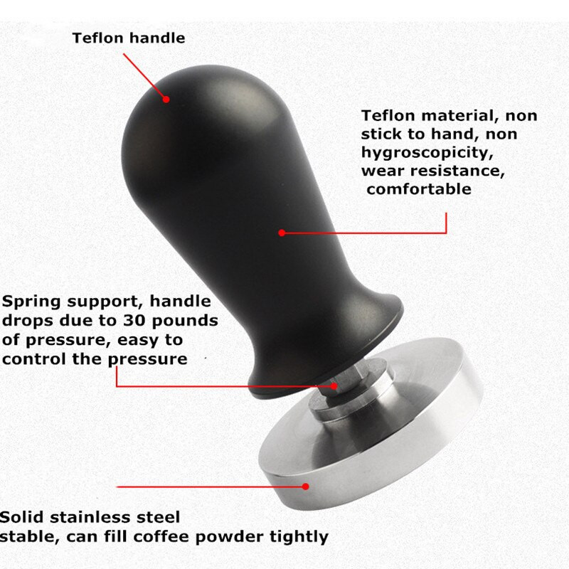 51/53/58 mm pastovaus slėgio kalibruotas tamperis 30 svarų kavos miltelių plaktukas su 304 nerūdijančio plieno pagrindo kavos priedais